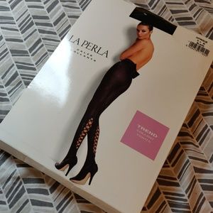 NIB La Perla trend tights with lace up back & bow